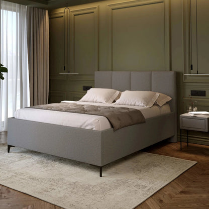 Bett inkl. elegantem Kopfteil, Lattenrost mit Hydraulik, Bettkasten & Füßen; Polsterbett online bestellen; Polsterbetten onlineshop; Gepolstertes Bett kaufen; 