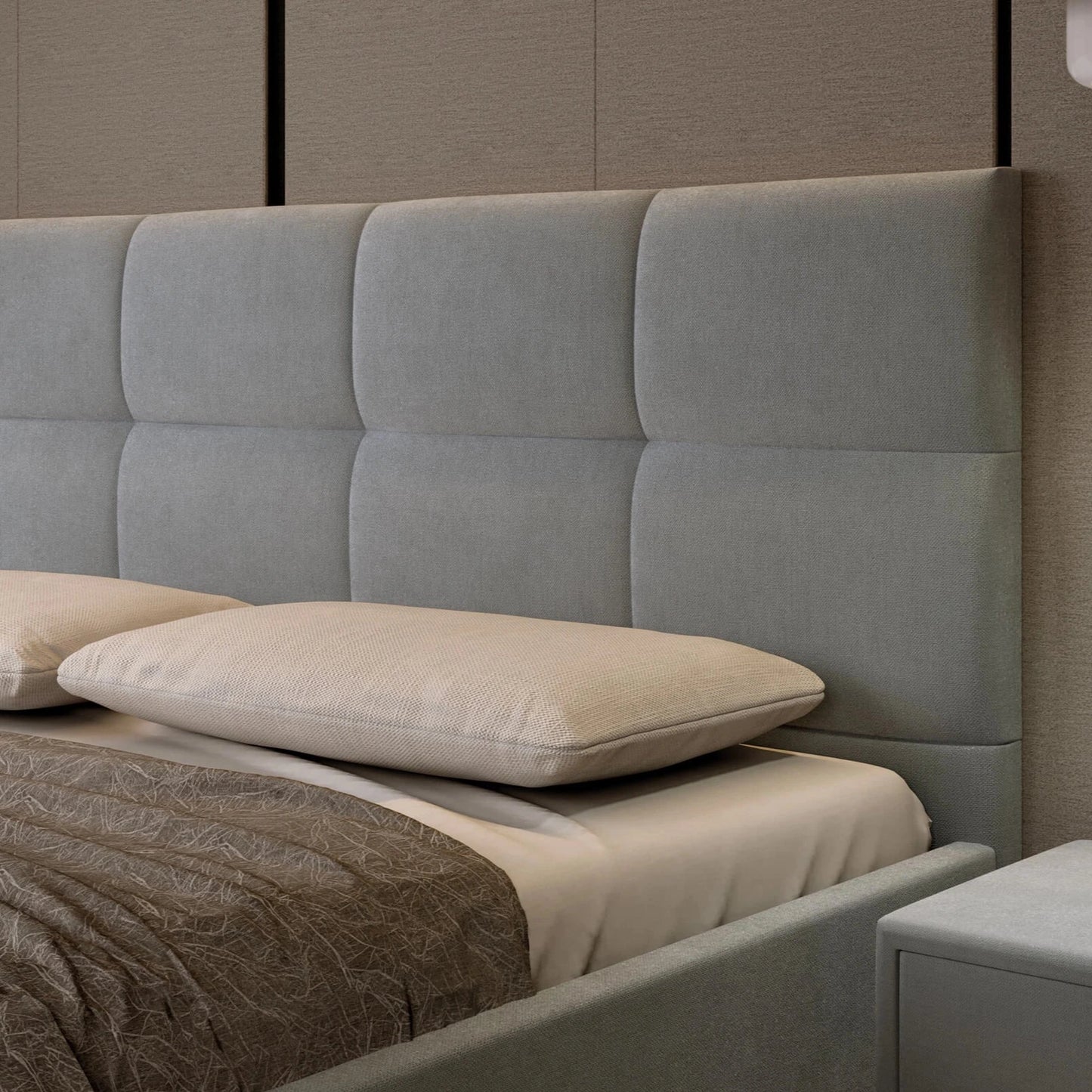 Gepolstertes Kopfteil; Komplettes Bett inkl. Lattenrost mit Hydraulik, Bettkasten & Füßen & Kopfteil; Polsterbett online bestellen; Gepolsterte Betten onlineshop; Gepolstertes Bett kaufen; 