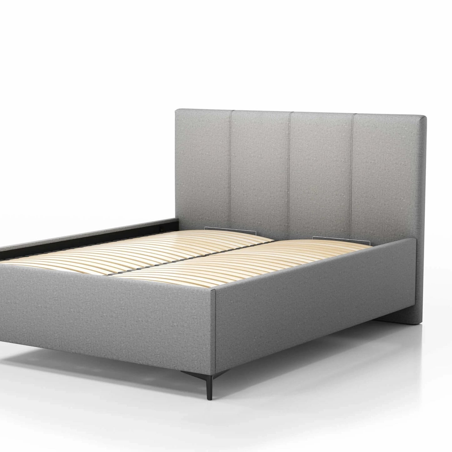 Bett inkl. elegantem Kopfteil, Lattenrost mit Gasdruckzylindern, Bettkasten & Füßen; Polsterbett online bestellen; Polsterbetten online-shop; Gepolstertes Bett online kaufen; 