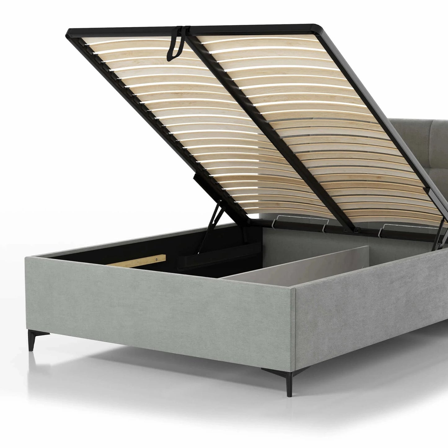 Bett mit Bettkasten  inkl. gepolstertem Kopfteil, Lattenrost mit Gasdruckzylindern & Füßen; Polsterbett online bestellen; Polsterbetten onlineshop; Gepolstertes Bett online bestellen; 