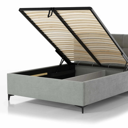 Bett mit Bettkasten  inkl. gepolstertem Kopfteil, Lattenrost mit Gasdruckzylindern & Füßen; Polsterbett online bestellen; Polsterbetten onlineshop; Gepolstertes Bett online bestellen; 