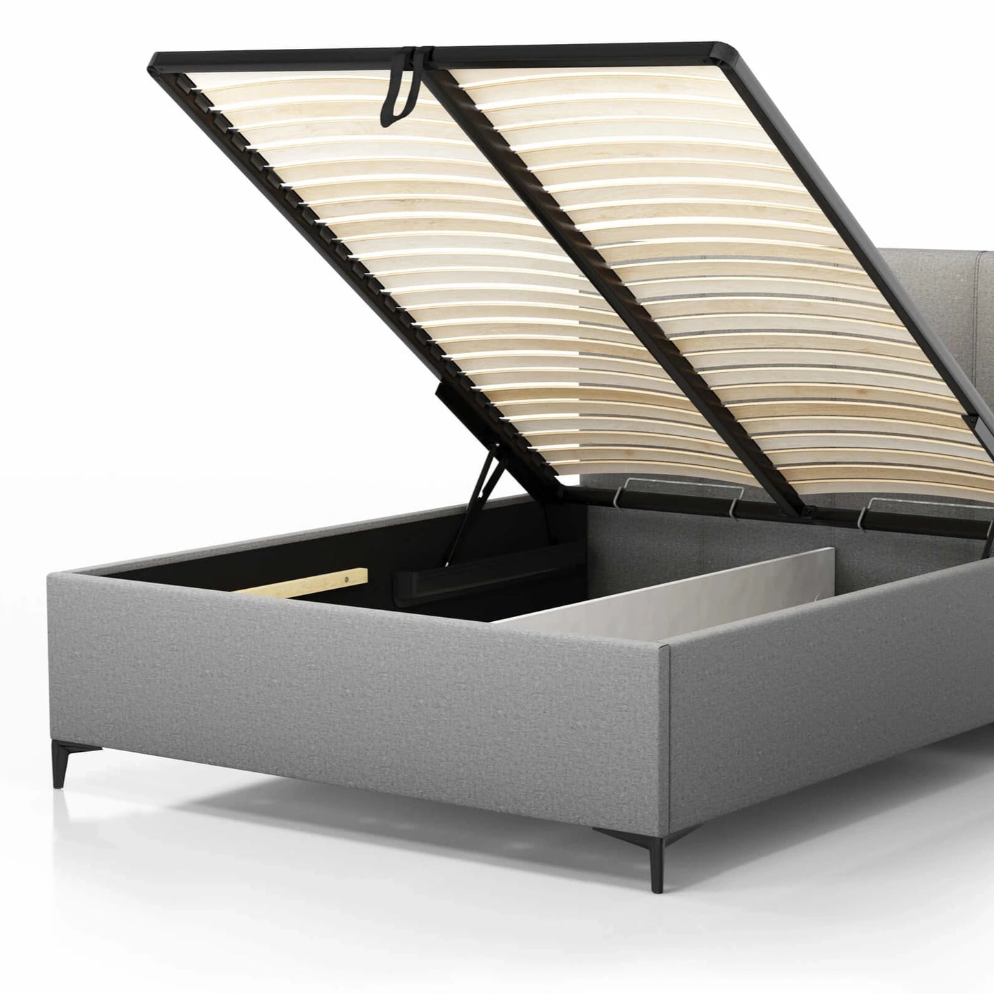 Polsterbetten bei artigo.at - Inkl. Lattenrost mit Gasdruckzylindern, Bettkasten, Kopfteil & Füßen; Polsterbett online bestellen; Polsterbetten onlineshop; Gepolstertes Bett kaufen; 