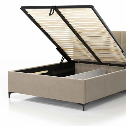 Bett inkl. Lattenrost mit Gasdruckzylindern, Bettkasten, Kopfteil & Füßen; Polsterbett online bestellen; Polsterbetten onlineshop; Gepolstertes Bett kaufen; 