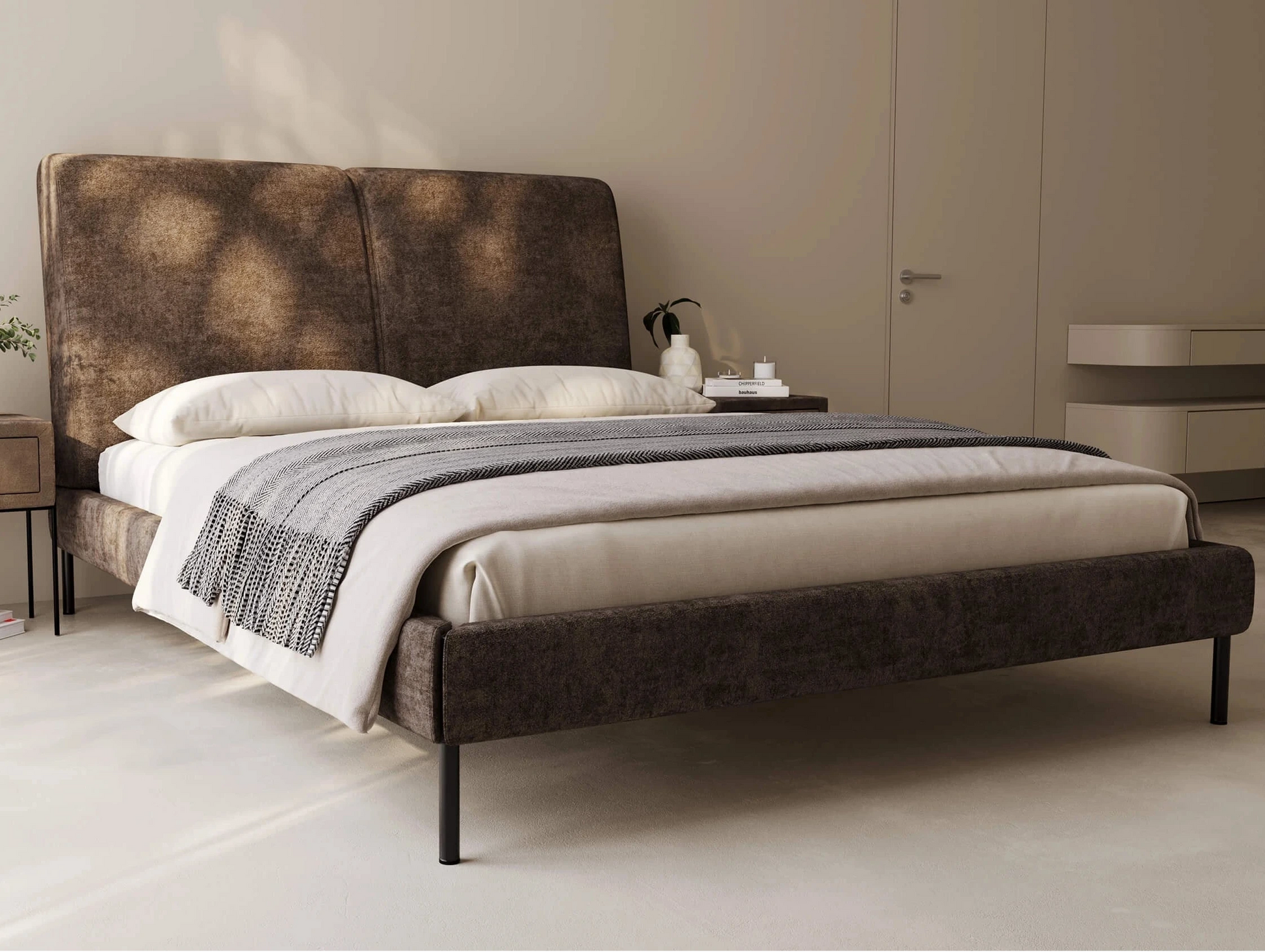 Außergewöhnliches Design, Dieses Bett ist ein absoluter Blickfang. Stilvoller Mittelpunkt im Schlafzimmer. Erhältlich in verschiedenen Größen und nach Maß.
